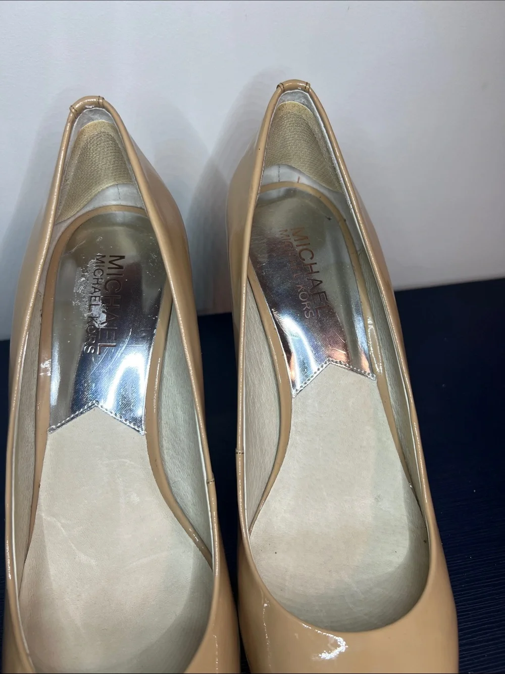 Michael Kors Nude  Patent Leather Platform Stiletto Pumps - Womens Heels Size 8